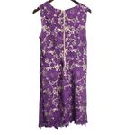 ECI  New York Purple Lace Sheath Midi Floral Dress Size 8 Photo 1