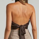 Showpo Brown Halter Top (open Back) Photo 1
