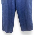 Kate Hill Cargo Pants Size 6 Navy Blue 100% Linen Wide Leg Utility Pockets Photo 6