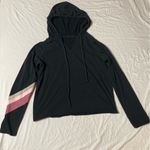 Wildfox Sweat Halo Black Hoodie Pullover with Pink Stripes Photo 5