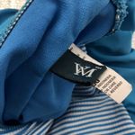 VM Size L Swimsuit One Piece Blue Stripe Ruched Panels Triangle Halter Top Size L Photo 6