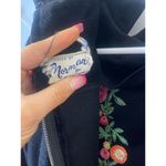 Vintage Norman Embroidered Floral Velour Long Womens Nightgown Robe Black Size M Photo 2