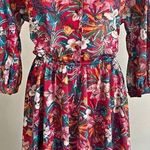 VINTAGE 70s Samuel Floral Boho Midi Dress – Cottagecore dagger collar Tropical Green Size M Photo 0