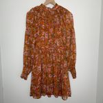 En Saison Smocked Floral Print Mini Dress In Orange Multi Womens Large Photo 1