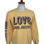 Mad Engine Love New Jersey Graphic Sweatshirt Yellow Long Sleeve Pullover Large Photo 1