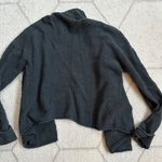 Madewell Blue Slate Ribbed Cropped Open Front Cardigan Shawl Collar sz Xs Photo 5