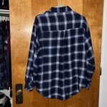 Wild Fable Oversized  Blue and White Plaid Flannel Button Down Shirt - Size S Photo 4