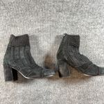 Silent D Black Suede Leather Knit Ankle Boots 37 Heeled Booties Block Heel Zip Size 6.5 Photo 6