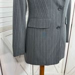 Vintage Moda International Pinstripe Long Blazer Jacket Grey Pink 4 Gray Photo 6