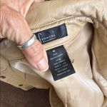 Frenchi Beige genuine Leather shirt Jacket shacket size small Tan Photo 2