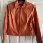 Revue Womens Small Orange Lambs Leather Jacket Full Zip Photo 0