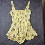 Forever 21 Women’s Yellow Floral Sleeveless Romper Medium Summer Coquette Photo 1