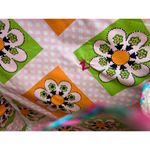 raffia straw suitcase shoulder bag floral blue pink yellow Photo 12