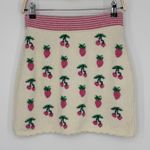 Love Shack Fancy  Pawley Skirt Size XS Ivory Pink Knit Mini Strawberry Cherry Print Photo 7