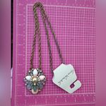 Gloria Vanderbilt Elegant Purple Pink Blue Floral Pendant pearl crystal Necklace Photo 5