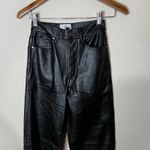 ANINE BING  Kat black high waist straight leg button fly vegan leather pants 2 Photo 3