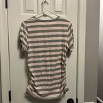 Michael Kors  Shirt Womens Pink & White  Striped Shoulder Zip Top Size M Photo 4