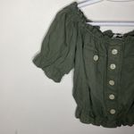 American Eagle lyocell cropped ruffled utility top with patch pockets size S Photo 3