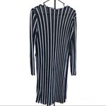 ZARA  Trafaluc vertical Black green white Ribbed Long Sleeve Dress, Medium New. Photo 5