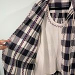 Jane Ashley Black & White Checkered Plaid Embroidered Western Shirt Size L NWT Photo 2