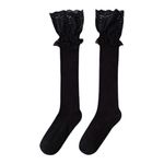 Cozy‎ Black Lace Knee High Socks Soft Warm Over the Knee Long Sleeve Stockings Photo 10