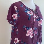Pink Rose large floral lace up top Photo 2