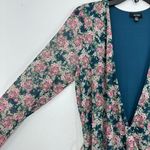 AFRM Floral Print Maxi Dress Long Sleeve Wrap Medium Boho Sheer Wedding Guest Green Photo 5