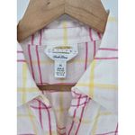 Talbots Petites Irish Linen Button Up Shirt Size 14 Plaid Pink Yellow White Photo 1