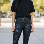 Spanx NEW S Camo Black Faux Leather Leggings High Rise Shaping Slimming Pants Photo 0