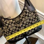 Coach Vintage  Black Jacquard Signature C Top Zipper Hobo Shoulder Bag w Buckle Photo 4