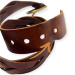 Braided Leather Brass Women's L 2" Wide Width Belt 36" length Brown Photo 3