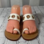 Mystique Boutique  White Tan Sandals with Gold Accents size 8 Photo 1