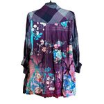 Tolani  Top Womens Medium Multicolor Plaid Floral Mixed Print Button Up Blouse Photo 1