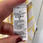 Old Navy EUC women’s yellow white striped soft stretch luxe short sleeve shirt L Photo 3