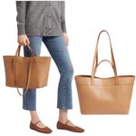 Madewell Medium Essentials Leather East West Tote Bag Carved Wood Tan Photo 1