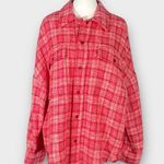ZARA Shirt Women's Small Red Plaid Tweed Button Long Sleeves Collared Pockets Photo 2