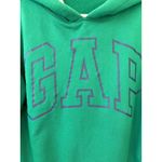 Gap  Green Sherpa Lined Hoodie Pullover Logo Spell Out Sweatshirt Preppy Size M Photo 1