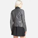 BLANK NYC Private Practice Mixed Media Drape Zip Jacket Grey Medium Faux Leather Photo 9