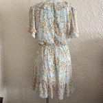 Lulu’s Dreaming of Romance Mint Blue Floral Ruffle Metallic Dress Medium Photo 9
