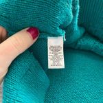 Loft Large Blue-Green Cotton Blend Crewneck Cableknit Sweater Photo 3