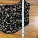 Free People  Corset Tank Top Womens Small Brown Geometric Sleeveless Fitted Black Photo 7