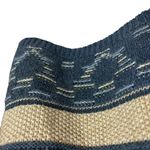 CHAPS  Western Sweater Blue Tan Pullover Striped Neckline Crisscross Tie Size L Photo 3