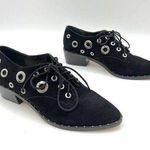 Lord & Taylor 424 Fifth Suede Leather Oxford Rose Black Grommet Details Punk Size 9 Photo 0