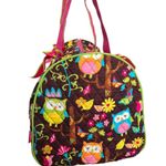 NGIL Vibrant Owl And Floral Print Quilted Brown Pink Photo 9