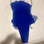 SheIn Blue and White One Piece Swimsuit with High-Cut Design Photo 1