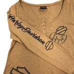 Harley Davidson HARLEY-DAVIDSON Persistence LS Henley Top Women XL Light Bronze Biker Moto Boho Photo 6