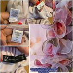 New York & Co. FLORAL PRINT PURPLE ORGANZA STRAPLESS RUFFLE DRESS (3X) Photo 10