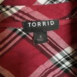 Torrid Size 3X Multicolor Plaid Taylor Slim Fit Rayon Twill Crop Button Up Shirt Photo 3