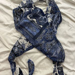 Blue and White Paisley Scarf Photo 0