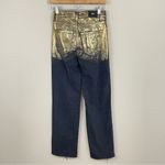 ZARA NWT  Straight Leg Metallic High‎ Rise Foil Jeans Size 2 Photo 6